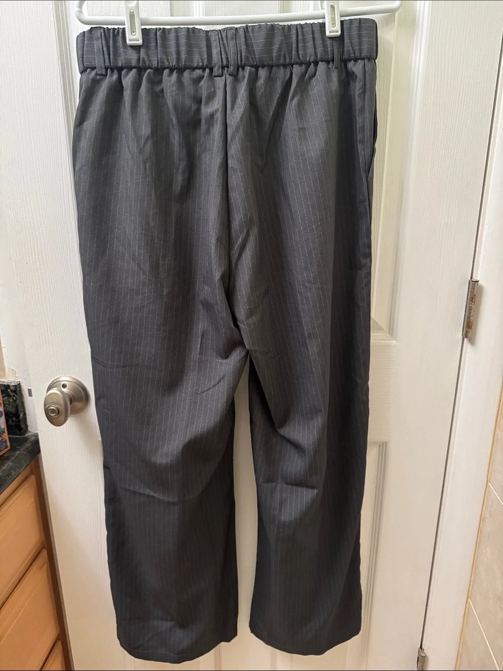 Men's Charcoal Pinstripe wide leg Dress Pants